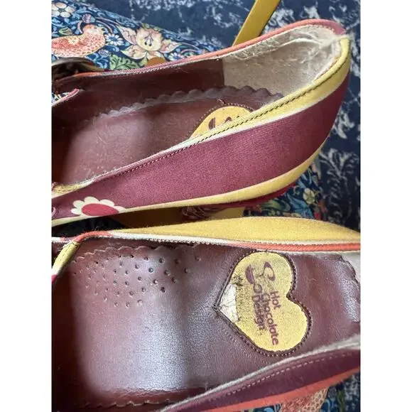 Hot Chocolate Design Mary Jane Heel Shoes 1970s Mod Floral Print Sz. 39 - Picture 8 of 10